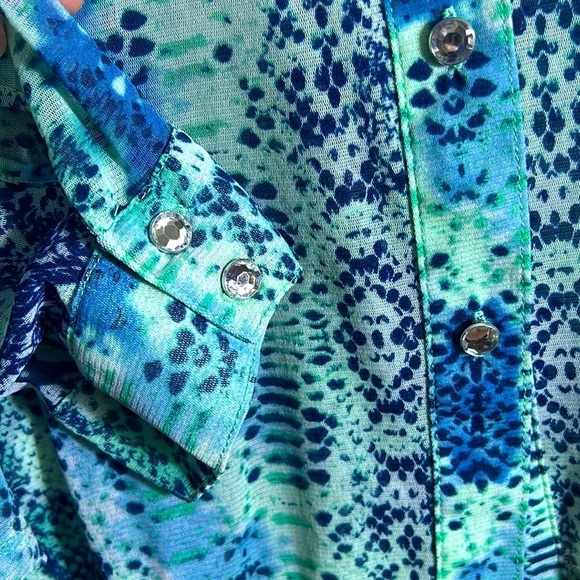 INC International Concepts Spring Snakeskin Print Sheer Blouse Women's Size 3X - Picture 7 of 7